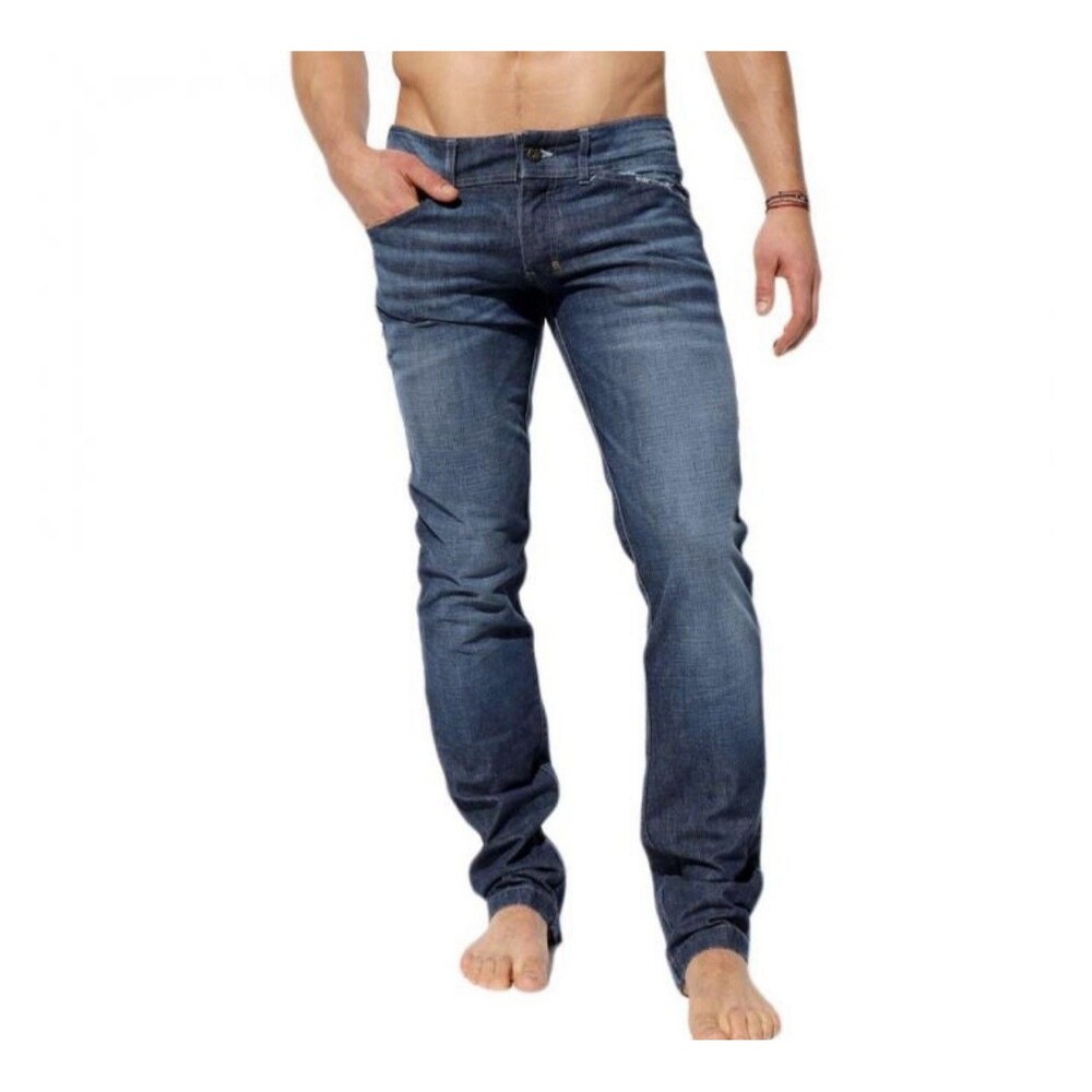 Rufskin Berger Mens Slim Fit Straight Leg Denim Jeans Distressed Indigo 28 x 32